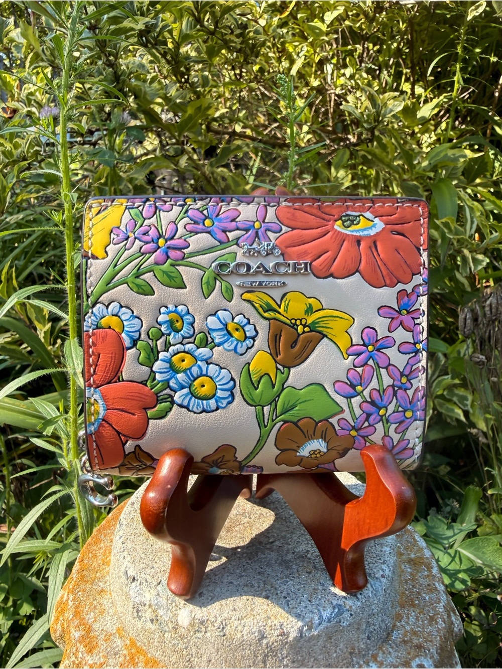 Coach Floral Leather Snap Wallet CR796